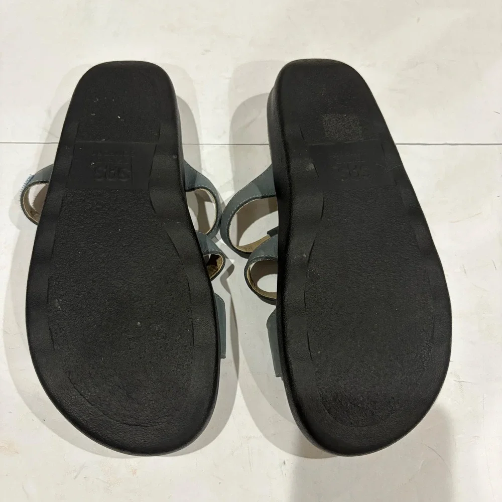 SAS Tripad Comfort Women 8.5 M Blue Grey Leather Adjustable Strap Sandals USA
